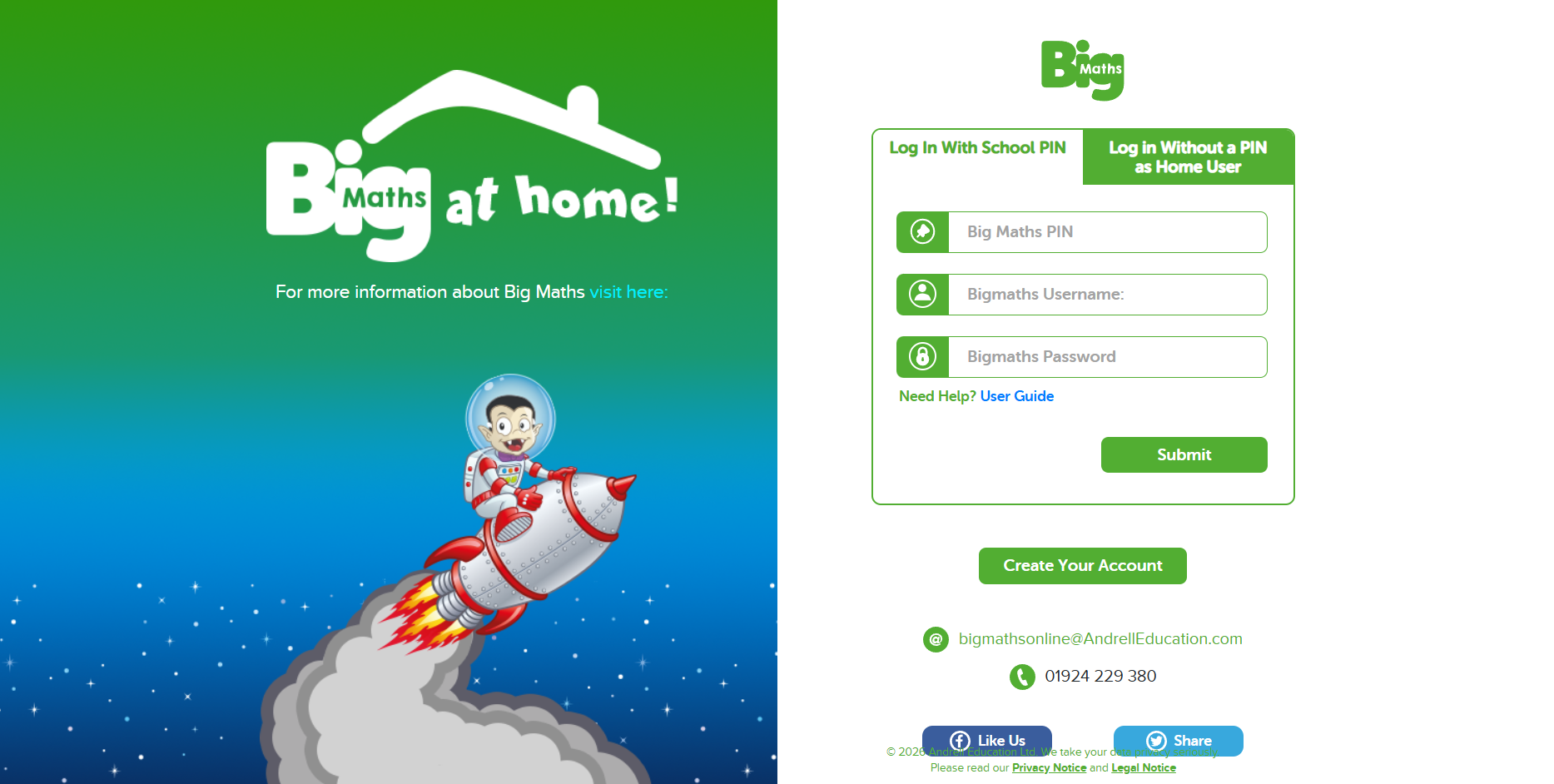 Big Maths at home is our maths homework tool https://home.bigmaths.com/user/login